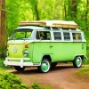 Camper Van In Forest Diamond Painting