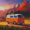 Camper Van In Mountains Diamond Painting