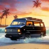 Camper Van In Waves Diamond Painting