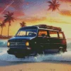 Camper Van In Waves Diamond Painting