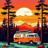 Camper Van With Sunset Diamond Painting