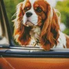 Cavalier King Charles Spaniel In A Car Diamond Painting