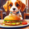 Cavalier King Charles Spaniel With Burger Diamond Painting