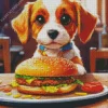 Cavalier King Charles Spaniel With Burger Diamond Painting