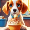 Cavalier King Charles Spaniel With Ice Cream Diamond Painting