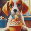 Cavalier King Charles Spaniel With Ice Cream Diamond Painting