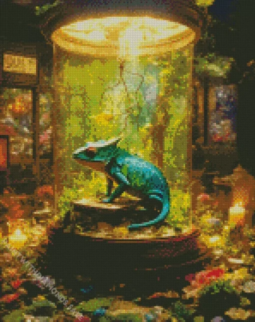 Chameleon In A Glass Jar Diamond Painting