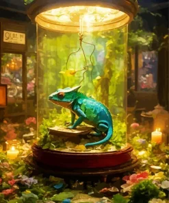 Chameleon In A Glass Jar Diamond Painting