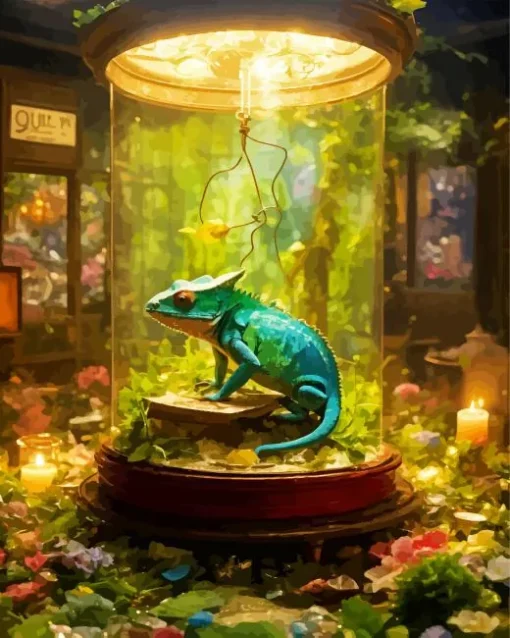 Chameleon In A Glass Jar Diamond Painting