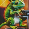 Chameleon Playing Video Games Diamond Painting