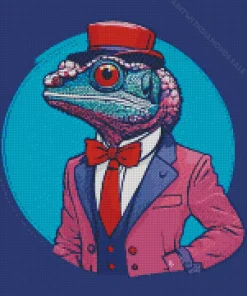 Chameleon With Suit Diamond Painting