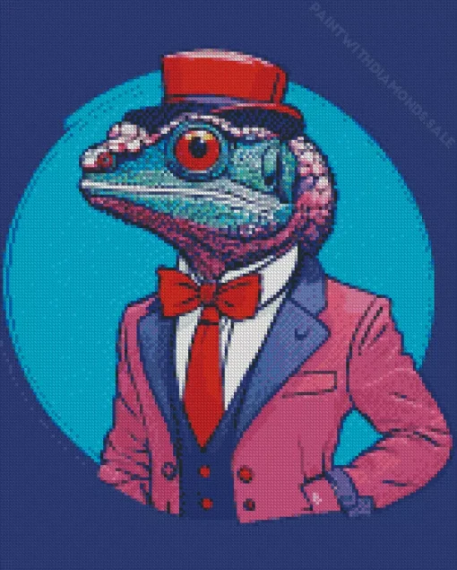 Chameleon With Suit Diamond Painting