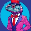 Chameleon With Suit Diamond Painting