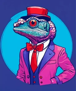 Chameleon With Suit Diamond Painting