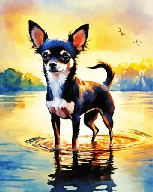 Chihuahua In A Lake Diamond Painting