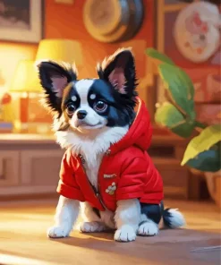 Chihuahua In A Red Jacket Diamond Painting