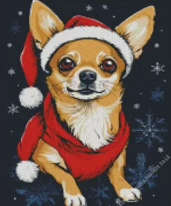 Chihuahua In Santa Hat Diamond Painting