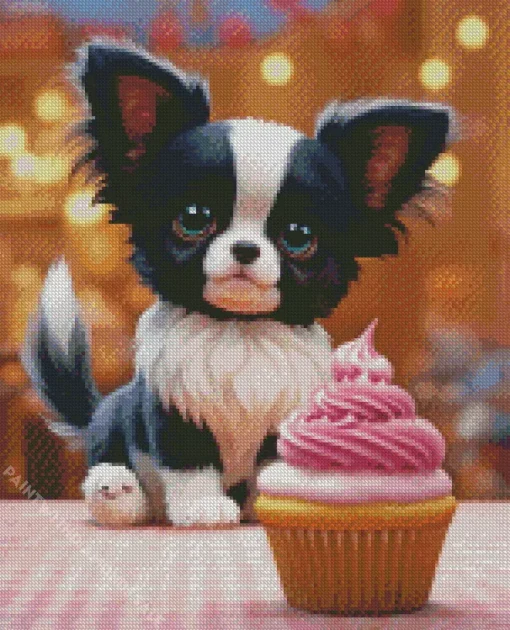 Chihuahua With A Cupcake Diamond Painting