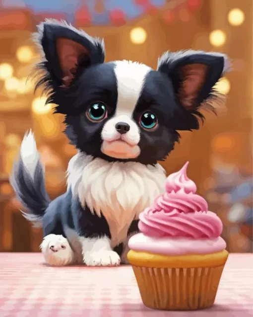 Chihuahua With A Cupcake Diamond Painting