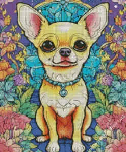 Chihuahua With Flowers Diamond Painting