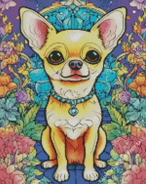 Chihuahua With Flowers Diamond Painting