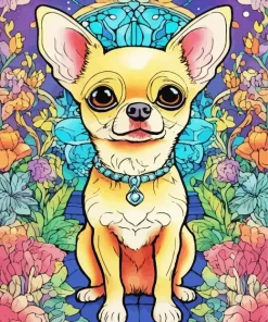 Chihuahua With Flowers Diamond Painting