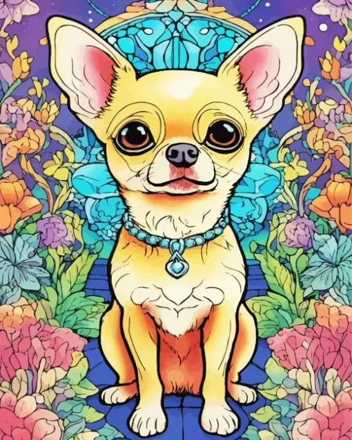 Chihuahua With Flowers Diamond Painting