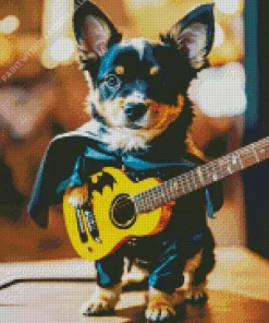 Chihuahua With Guitar Diamond Painting