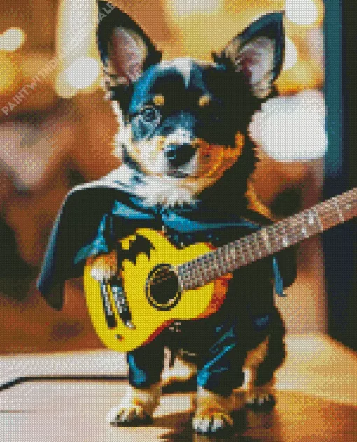 Chihuahua With Guitar Diamond Painting