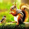 Chipmunk And Bird Diamond Painting