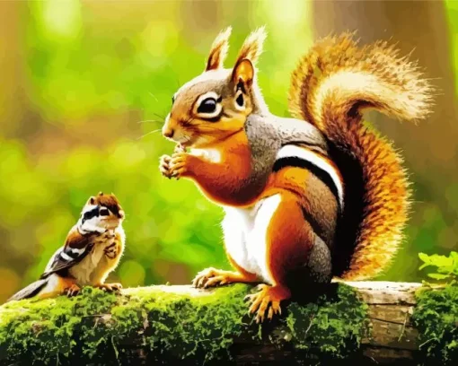 Chipmunk And Bird Diamond Painting