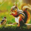 Chipmunk And Bird Diamond Painting