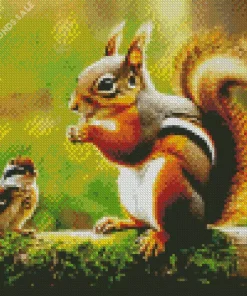 Chipmunk And Bird Diamond Painting