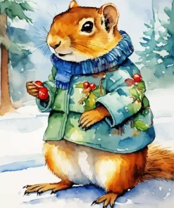 Chipmunk In Snow Diamond Painting