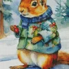 Chipmunk In Snow Diamond Painting