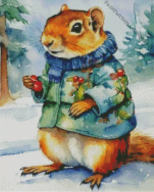 Chipmunk In Snow Diamond Painting