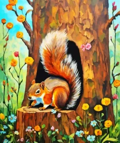 Chipmunk On A Tree Diamond Painting