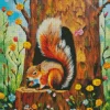 Chipmunk On A Tree Diamond Painting