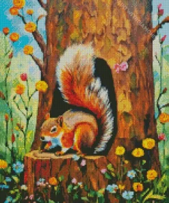 Chipmunk On A Tree Diamond Painting