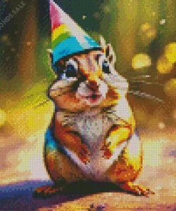 Chipmunk With Birthday Hat Diamond Painting