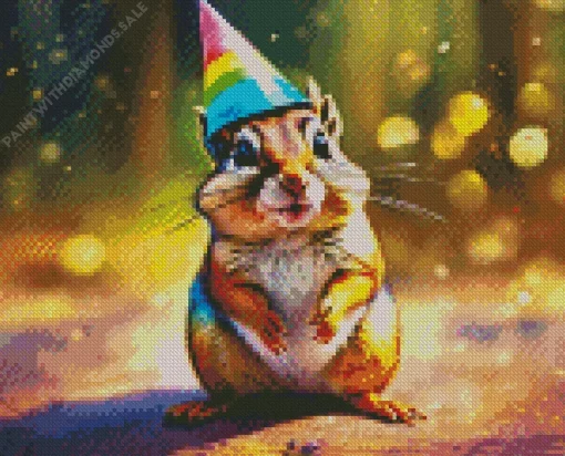 Chipmunk With Birthday Hat Diamond Painting