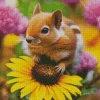 Chipmunk With Flowers Diamond Painting