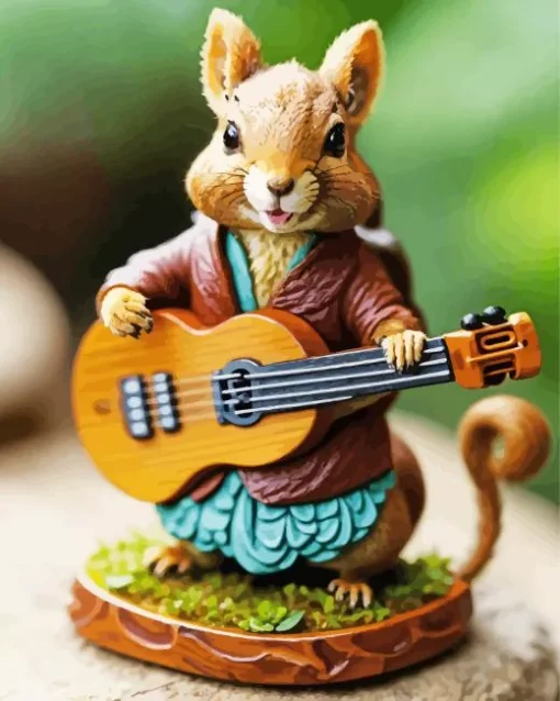 Chipmunk With Guitar Diamond Painting