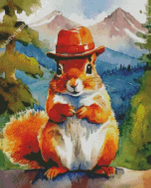 Chipmunk With Hat Diamond Painting