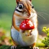 Chipmunk With Mushroom Diamond Painting