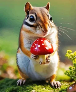 Chipmunk With Mushroom Diamond Painting