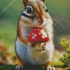 Chipmunk With Mushroom Diamond Painting