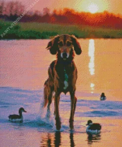 Coonhound By A Lake Diamond Painting