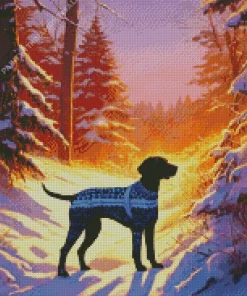 Coonhound In Snow Diamond Painting