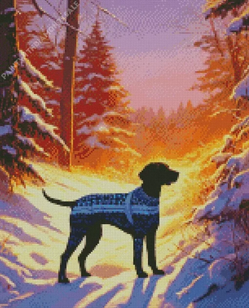 Coonhound In Snow Diamond Painting